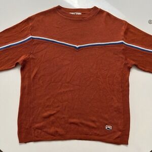 Vintage Rusty Sweater Striped Surf Beach 90s Y2K Orange Sz M